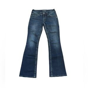 Silver blue denim boot cut flare Y2K retro western mid rise jean size 28